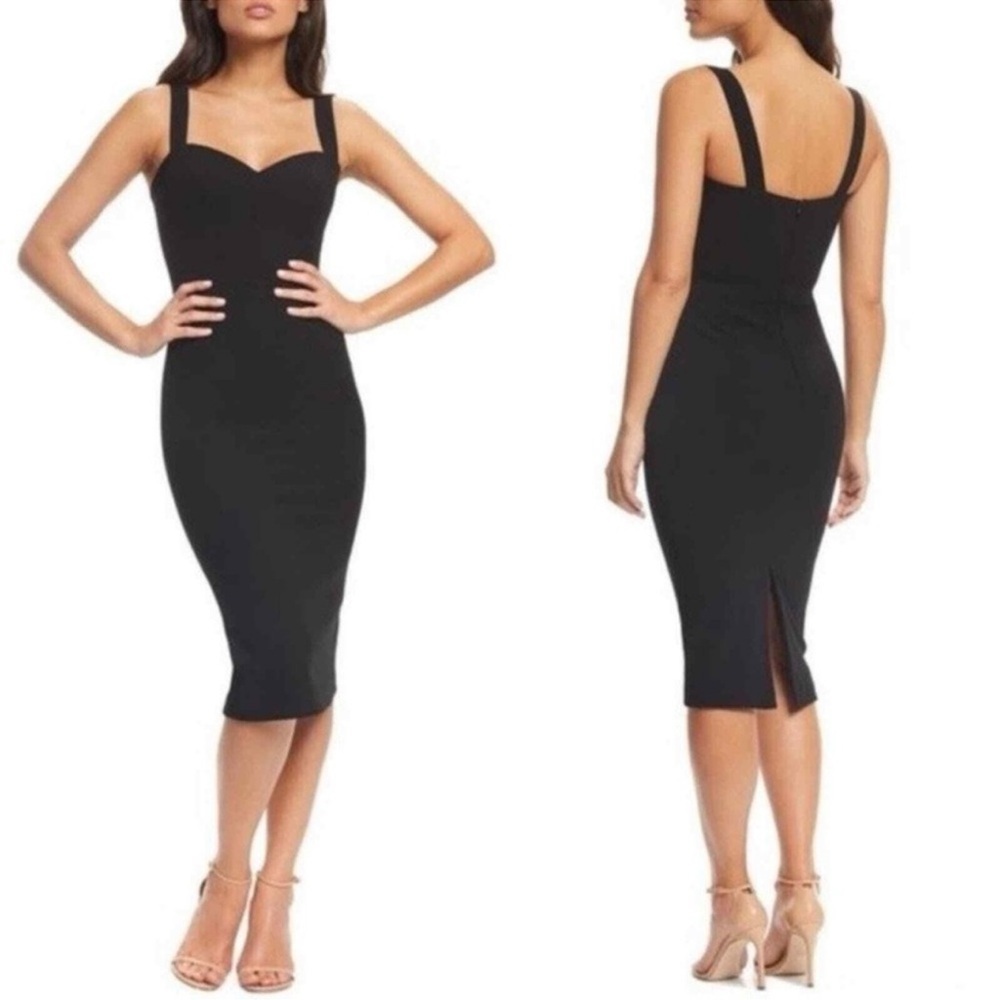 NWT Dress the Population Nicole Sweetheart Neck Cocktail Dress in Black Size M